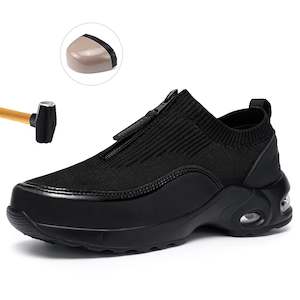 Shoes Safety: LARNMERN Steel Toe Shoes for Women Air Cushion Lightweight Work Shoes Slip On Safety Sneakers Comfortable