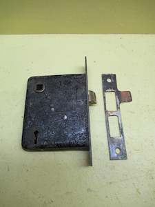 Vintage Mortice Lock with Elephant Motif Reverse Bolt 132L x 24W/Body 94H x 80D x 9W