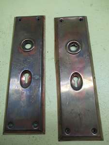 Antique Brass Door Plate with Rectangle Belvedered Edge 215L x 65W x 7D