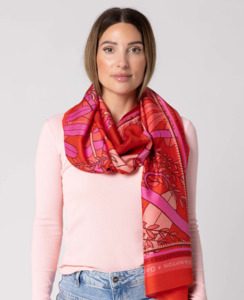 Dark Hampton Scarves: Dark Hampton x Kyla K Simone Versatile Large Scarf - Red/Pink