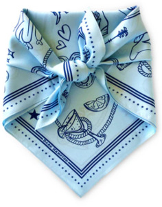 Dark Hampton x Kaylee Bell Cowboy Up Blue Petite Silk Scarf