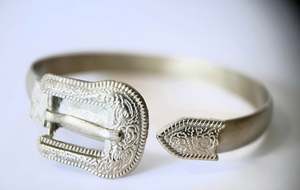 Western Edge Jewellery: Western Edge - Buckle Cuff in White Bronze