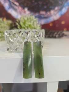 Kohatu Carving New Zealand Pounamu: Kohatu Carving - NZ Pounamu Earrings