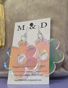 M And D Jewellery: M and D Jewellery - Flora Dangle Earrings - Translucent