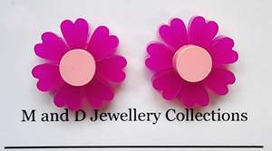 M And D Jewellery: M and D Jewellery - Daisy Studs - Hot Pink/Light Pink
