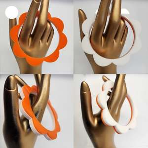 M And D Jewellery: M and D Jewellery Bangle - XXL 76mm Orange/White