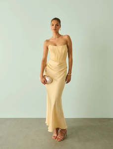 Frontpage: Isra Drape Strapless Maxi Yellow