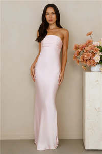 Frontpage: Seraphina Strapless Satin Maxi Dress Pink