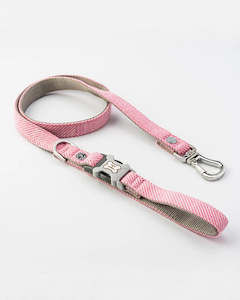 Hugo & Hudson Tweed Dog Lead - Pink Herringbone