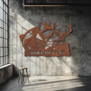 Free Mini Hares With Orders Over 120: Born to Hunt - Hunting & Fishing Metal Wall Art