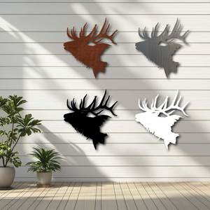 Free Mini Hares With Orders Over 120: Elk Stag Head Silhouette Metal Wall Art