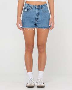 Womens Bottoms Denim: Penny Kick High Waisted Denim Short