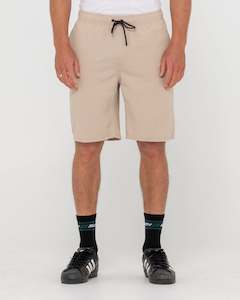 Mens Bottoms Shorts: Overtone Elastic Waist Linen Short