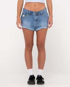 Womens Bottoms Denim: Pheonix Low Rise Mini Denim Short