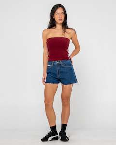 Womens Bottoms Denim: Penny Kick Flare Denim Short