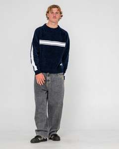 White Lines Chenille Crew Knit
