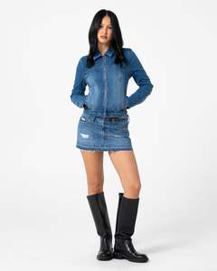 Womens Tops: Lizzie-Scotch Denim Fitted Jacket