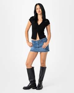 Distress Me Out Micro Mini Denim Skirt