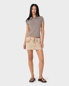 Womens: Peta Stripe Polo Baby Tee