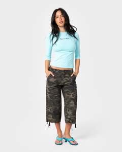 Womens: Cameron Camo Low Rise Relaxed Capri Pant