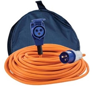 Electrical: RV Motorhome and Caravan Mains Power Lead 25M Right Angle & Carry Bag