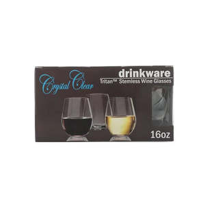 Crockery Cutlery Dining: Triton Crystal Clear Stemless Wine Glass 16oz Pack 4