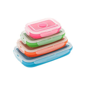 Pantry Storage Solutions: Collapsible Retangular Silicone Tub Set of 4