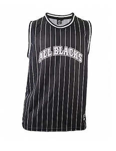 All Blacks Men's Striped Basketball Singlet