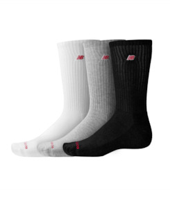 New Balance Patch Logo Crew Socks - 3 Pack Black/White/Grey