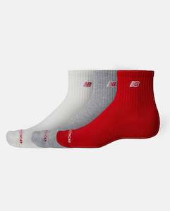 New Balance Patch Logo Ankle Socks - 3 Pack Red/Grey
