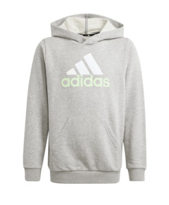 Kids Hoodies: adidas Kid's Ess Big Logo Hoodie Grey/Green Spark