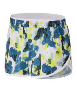 Womens Shorts: New Balance Women's Printed Accelerate 2.5" Short Blue/Yellow