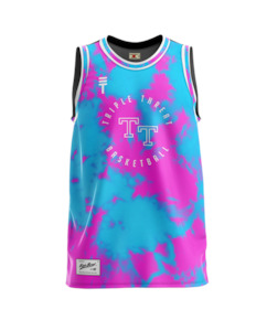 Kids T Shirts: Triple Threat Kid's Tie Dye Singlet Pink/Blue