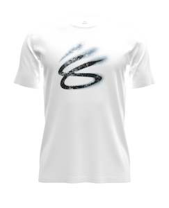 Mens T Shirts Polos: Under Armour Curry Playable T-Shirt White/Black