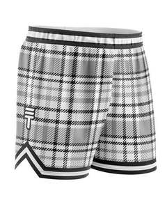Triple Threat Tartan Basketball Short Black & White