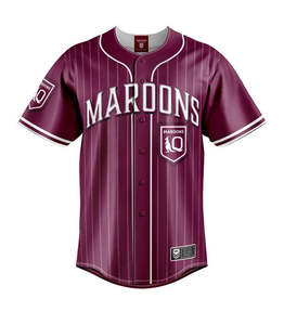 Mens T Shirts Polos: QLD Maroons Slugger Baseball Shirt