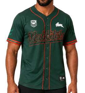 Mens T Shirts Polos: Rabbitohs NRL 'Homer' Baseball Shirt