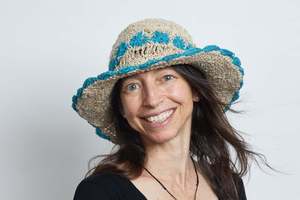 Crochet: Crochet Smiley Morning Turquoise Flowers Hemp & Cotton Hat