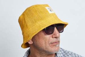 Woven Hemp Hat: Bucket  Yellow Hemp Hat