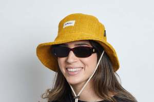 Woven Hemp Hat: Bucket Earth Wave Yellow  Hemp Hat