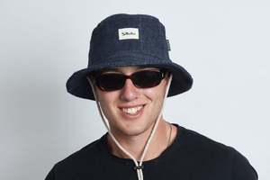 Woven Hemp Hat: Bucket Earth Wave Blue  Hemp Hat