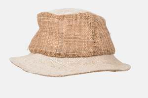 Woven Hemp Hat: Hemp Hat Bucket Cruiser Design  White/Natural  Color