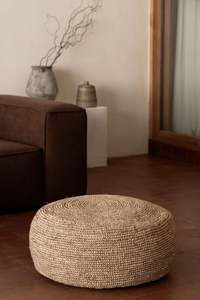 Living: Natural Jute Pouf
