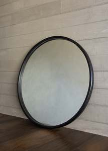 Bathroom: Sol Round Mirror 90cm — Black