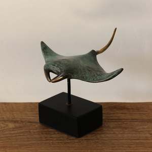 Brass And Bronze: Bronze Manta Ray On Stand
