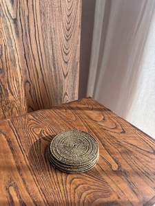 Dining: Beaded Coaster - Gold