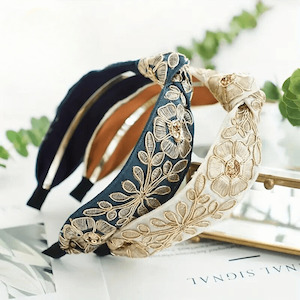 Wedding Accessories: Gold Embroidery Knot Headband