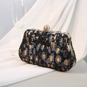 Leopard Sequin Clutch Handbag