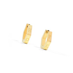 Products: Earrings- Huggie hexagon hope earrings Sachii