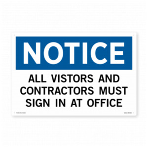 Mandatory All Visitors And Contractors Must Sign In At Office Safety Sign SafeTradie